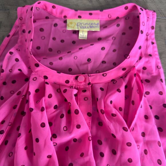 Pink Vera Wang Princess Pink Polka Dot Top Size Large - Picture 3 of 4